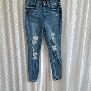 #846 Judy Blue Distressed Denim Skinny Jeans